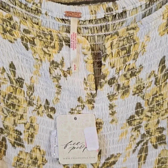 NWT Free People Ladies Maxi Dress, Size S. Cream with brown & yellow floral - Picture 4 of 5